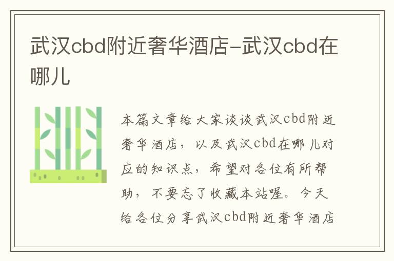 武汉cbd附近奢华酒店-武汉cbd在哪儿