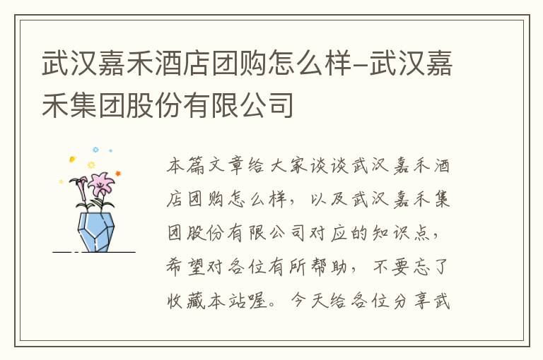 武汉嘉禾酒店团购怎么样-武汉嘉禾集团股份有限公司