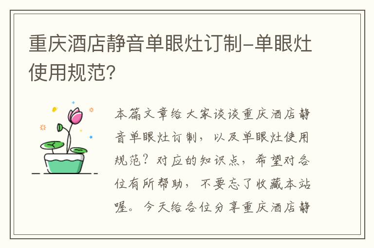 重庆酒店静音单眼灶订制-单眼灶使用规范？