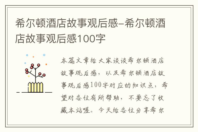 希尔顿酒店故事观后感-希尔顿酒店故事观后感100字