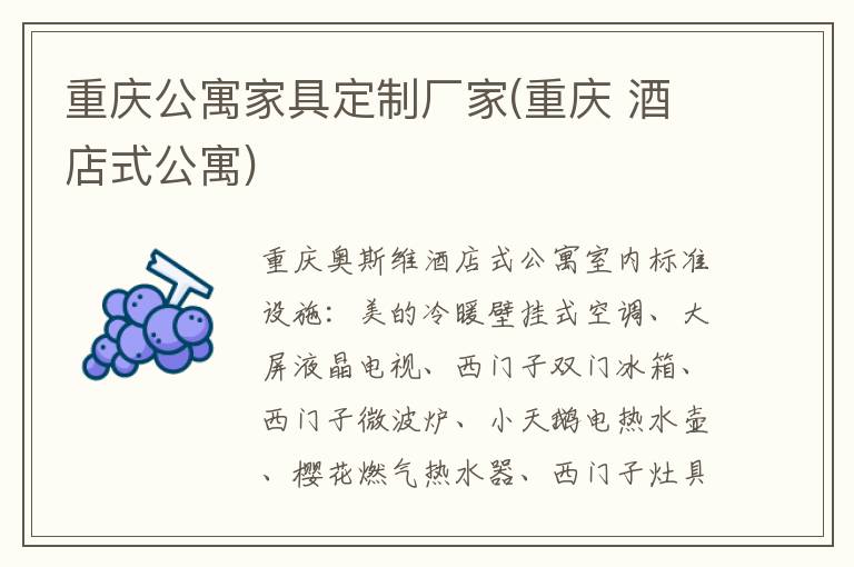 重庆公寓家具定制厂家(重庆 酒店式公寓)