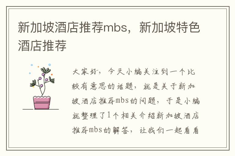 新加坡酒店推荐mbs，新加坡特色酒店推荐