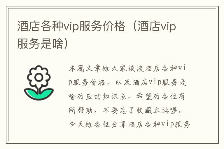 酒店各种vip服务价格（酒店vip服务是啥）